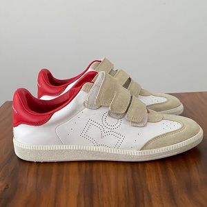Isabel Marant Red and White Beth Sneakers